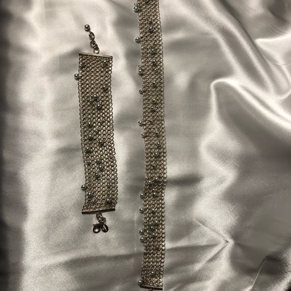 Carolee silver and pearl choker and bracelet
